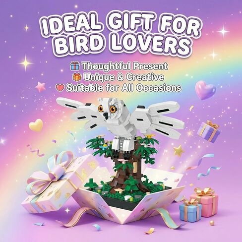 Snowy Owl Building Blocks Set Flying Bird Micro Mini Bricks Toy on Tree Magic Animal Desk Decor Display Ornament DIY Creative Hobby Gifts for Adults Teens in Saudi Arabia