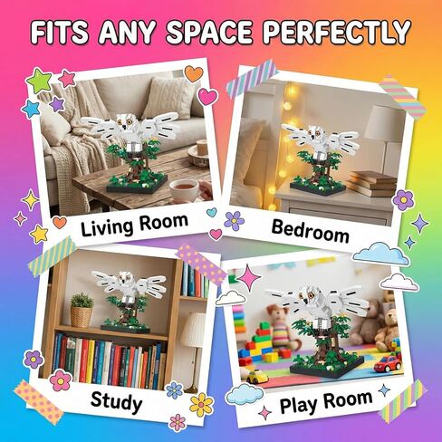Snowy Owl Building Blocks Set Flying Bird Micro Mini Bricks Toy on Tree Magic Animal Desk Decor Display Ornament DIY Creative Hobby Gifts for Adults Teens in Saudi Arabia