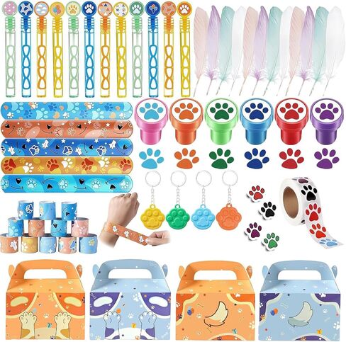 24 Pcs Dog Paw Print Party Favor Treat Boxes, 6.3"x3.7"x3.7" Paper Candy Cookie Snack Goodie Gift Boxes with Handle for Kids Birthday, Baby Shower, Classroom Activities Valentine's Day in Saudi Arabia
