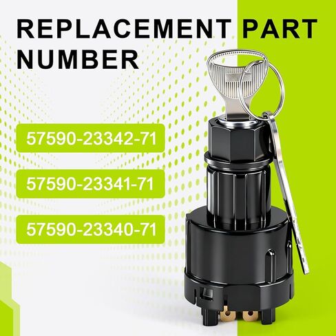 مفتاح تشغيل الإشعال 57590-23342-71 (يستبدل 57590-23340-71)، متوافق مع الرافعات الشوكية من سلسلة Toyota 7 و8، أمثلة: 7FG/7FD10–45، 8FG/8FD10–30، 4 أوضاع، مع مفتاحين in Kuwait
