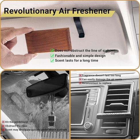 Yuoyar Wood Car Scents Air Freshener Visor Clips Diffuser Odors Eliminator (coconut-scented, 1 Pack) in Kuwait