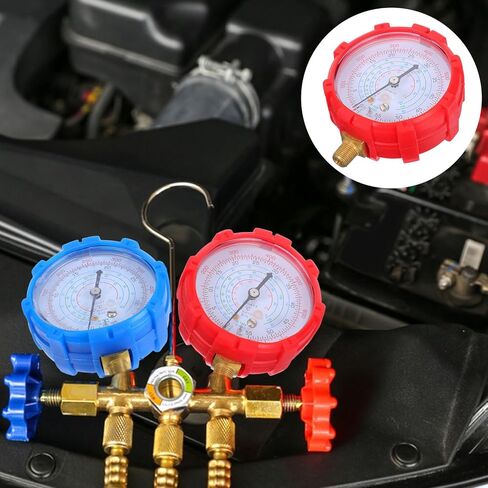 Didiseaon Automotive Refrigerant Gauge Tool Set with Red Manifold, Precise Pressure Monitor for Car Ac Recharge and HVAC System Maintenance in Kuwait