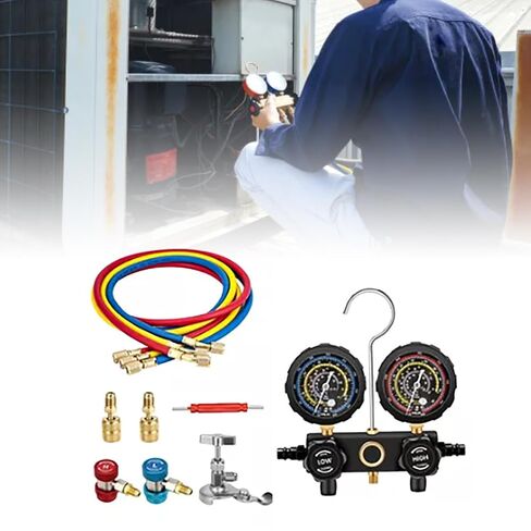 مجموعة قياس GLOGLOW Nan AC، مادة ABS، مقياس ضغط دقيق للتبريد R410A R22 R134a R404A في مكونات الأجهزة المنزلية لإصلاح السيارات المنزلية in Kuwait