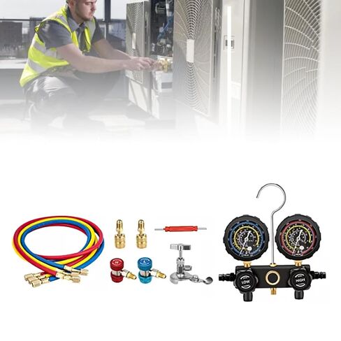 مجموعة قياس GLOGLOW Nan AC، مادة ABS، مقياس ضغط دقيق للتبريد R410A R22 R134a R404A في مكونات الأجهزة المنزلية لإصلاح السيارات المنزلية in Kuwait