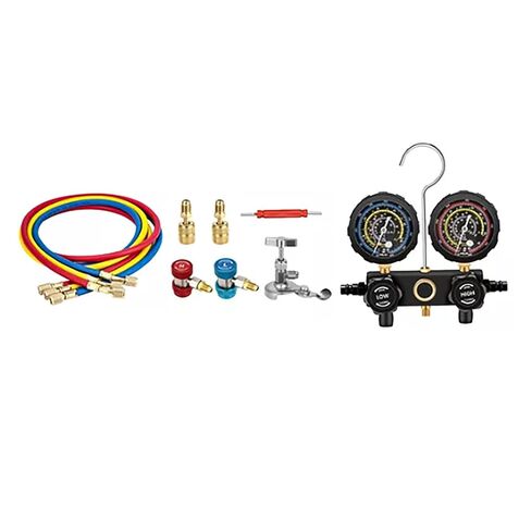 مجموعة قياس GLOGLOW Nan AC، مادة ABS، مقياس ضغط دقيق للتبريد R410A R22 R134a R404A في مكونات الأجهزة المنزلية لإصلاح السيارات المنزلية in Kuwait