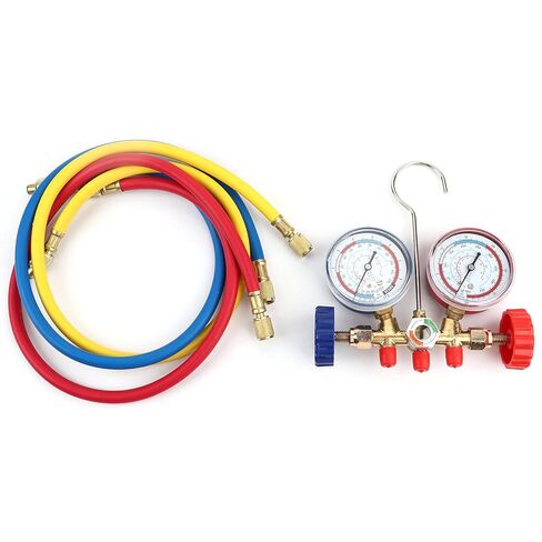 GLOGLOW Nan AC Manifold Gauge Set for R134a R12 R22, Brass Diagnostic Tools for R134a R12 R22, Brass Diagnostic Tools with ColorCoded Hoses for Car and Home Air Conditioning Systems Car in Kuwait