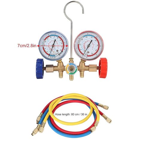 GLOGLOW Nan AC Manifold Gauge Set for R134a R12 R22, Brass Diagnostic Tools for R134a R12 R22, Brass Diagnostic Tools with ColorCoded Hoses for Car and Home Air Conditioning Systems Car in Kuwait