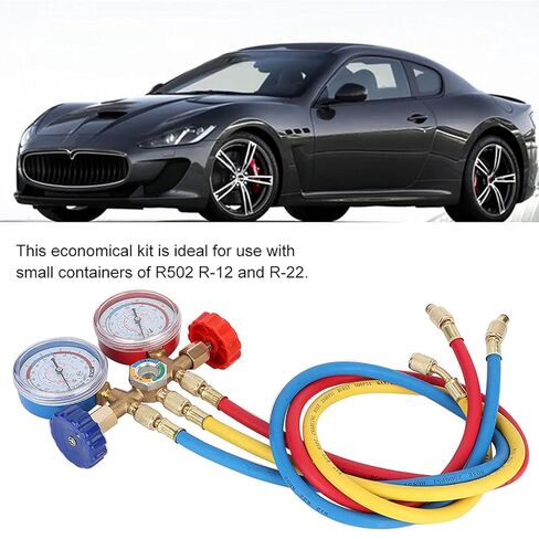 GLOGLOW Nan AC Manifold Gauge Set for R134a R12 R22, Brass Diagnostic Tools for R134a R12 R22, Brass Diagnostic Tools with ColorCoded Hoses for Car and Home Air Conditioning Systems Car in Kuwait