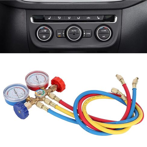 GLOGLOW Nan AC Manifold Gauge Set for R134a R12 R22, Brass Diagnostic Tools for R134a R12 R22, Brass Diagnostic Tools with ColorCoded Hoses for Car and Home Air Conditioning Systems Car in Kuwait