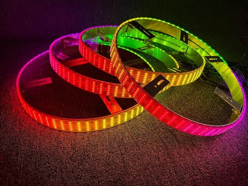 4PCS 17.5" 5Rows Addressable RGB + Solid Color + Chasing Wheel Rim Lights - Dynamic Chasing Fit for Ford/Chevrolet/Dodge & Universal Vehicle Bluetooth + Remote Control in Kuwait