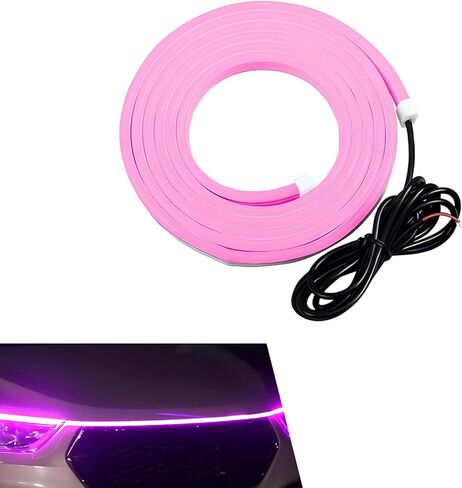 قطعة واحدة من شريط إضاءة LED لغطاء السيارة، شريط إضاءة LED مرن وردي مقاوم للماء بطول 59 بوصة مع شريط لاصق، ديكور خارجي وداخلي، عالمي لمعظم السيارات والشاحنات وسيارات الدفع الرباعي (وردي) in Kuwait