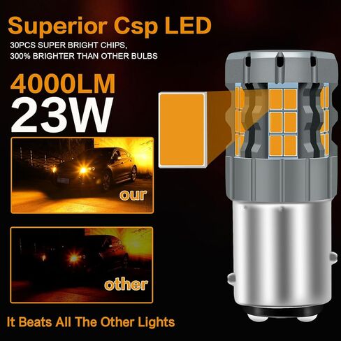 2 قطعة 1157 BAY15D P21/5W LED لمبة إشارة الانعطاف العنبر، 2057 2357 7528 CANBUS خالية من الأخطاء ضد فرط فلاش استبدال لمبة فائقة السطوع 30-SMD 25W 4000LM in Kuwait