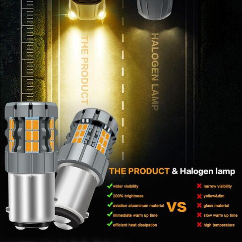 2 قطعة 1157 BAY15D P21/5W LED لمبة إشارة الانعطاف العنبر، 2057 2357 7528 CANBUS خالية من الأخطاء ضد فرط فلاش استبدال لمبة فائقة السطوع 30-SMD 25W 4000LM in Kuwait