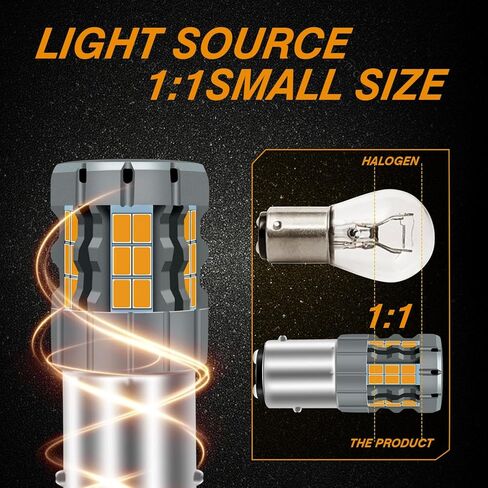 2 قطعة 1157 BAY15D P21/5W LED لمبة إشارة الانعطاف العنبر، 2057 2357 7528 CANBUS خالية من الأخطاء ضد فرط فلاش استبدال لمبة فائقة السطوع 30-SMD 25W 4000LM in Kuwait
