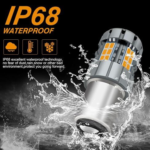 2 قطعة 1157 BAY15D P21/5W LED لمبة إشارة الانعطاف العنبر، 2057 2357 7528 CANBUS خالية من الأخطاء ضد فرط فلاش استبدال لمبة فائقة السطوع 30-SMD 25W 4000LM in Kuwait