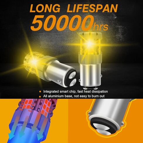 2 قطعة 1157 BAY15D P21/5W LED لمبة إشارة الانعطاف العنبر، 2057 2357 7528 CANBUS خالية من الأخطاء ضد فرط فلاش استبدال لمبة فائقة السطوع 30-SMD 25W 4000LM in Kuwait