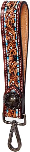 American Darling Hand Tooled Genuine Leather Handle Strap for Wristlet Bag Phone Wrist Keychain Wallet Purse Clutch Cellphone in Saudi Arabia