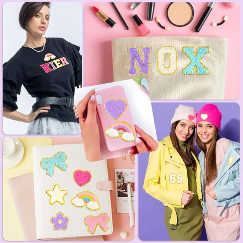 NEBURORA 102 Pcs Chenille Letter Patches Self-Adhesive Varsity Letter and Number Patches Embroidered Stickers Suitable for Clothing Hats Backpacks Jacket Decorations in Kuwait