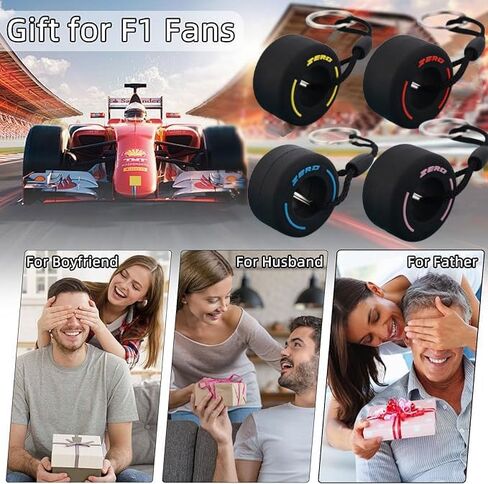 4-Pack F1 Racing Style Keychain - Car Tire Themed Key Chain Accessory, Ideal Unisex Gift for Motorsport Enthusiasts (Multi-Color) in Saudi Arabia