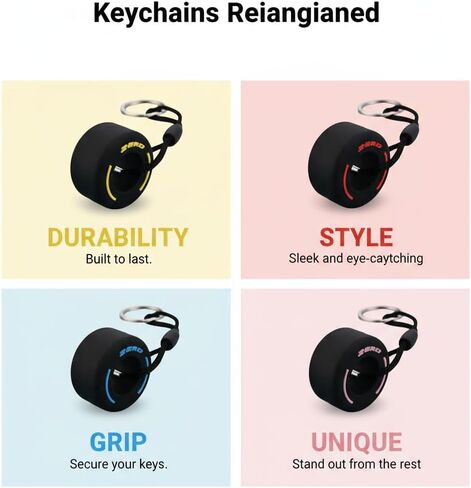 4-Pack F1 Racing Style Keychain - Car Tire Themed Key Chain Accessory, Ideal Unisex Gift for Motorsport Enthusiasts (Multi-Color) in Saudi Arabia