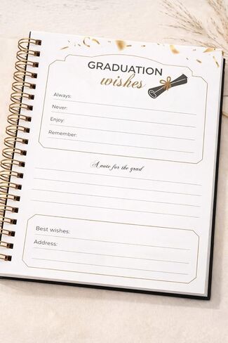 كتاب ضيوف التخرج من Paper 'n such باللونين الأسود والذهبي، كتاب حلزوني بغلاف مقوى بتصميم قصاصات ورق - هدايا لوازم حفلات التخرج in Kuwait