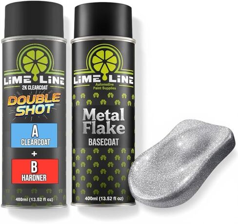 LiME LiNE Metal Flake Basecoat Automotive Grade Sparkle Spray Paint - No Equipment Needed - Finish with 2K Clearcoat (Green, 1. Spray Paint Only) in Kuwait