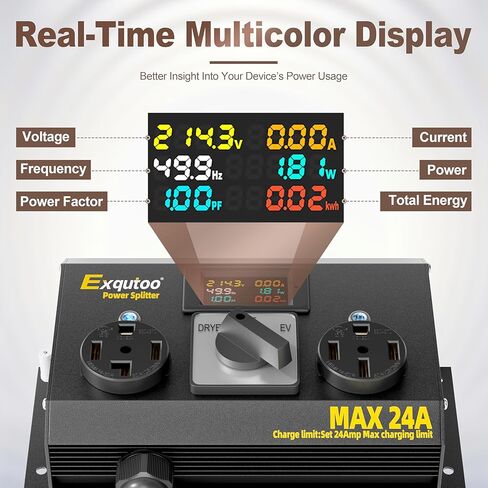 مفتاح فاصل يدوي Exqutoo مع حاوية معدنية، NEMA 14-30P إلى 14-30R و14-50R مفتاح شحن مع قواطع، شديد التحمل للمركبات الكهربائية والأفران وغسالات الأطباق، 120/240VAC in Kuwait