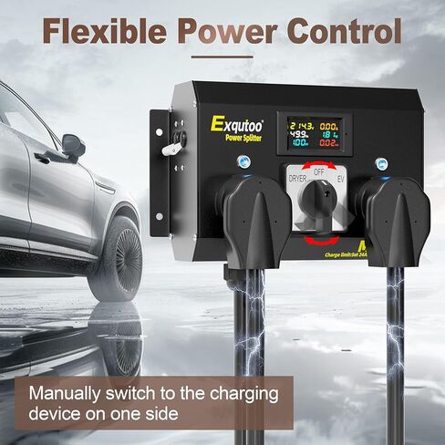 مفتاح فاصل يدوي Exqutoo مع حاوية معدنية، NEMA 14-30P إلى 14-30R و14-50R مفتاح شحن مع قواطع، شديد التحمل للمركبات الكهربائية والأفران وغسالات الأطباق، 120/240VAC in Kuwait
