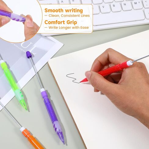 16Pcs Beadable Mechanical Pencils Bulk, Include 16 Beaded Mini Mechanical Pencil with 16 Lead Refills, Beadable Pencils with Silicone Hand Guard for Writing Drawing Sketching DIY Crafting (8 Colors) in Kuwait
