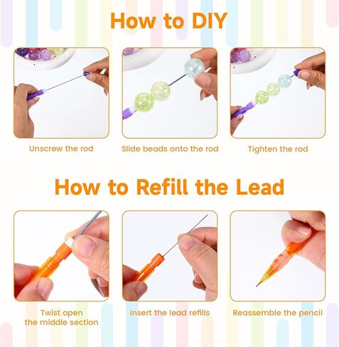 16Pcs Beadable Mechanical Pencils Bulk, Include 16 Beaded Mini Mechanical Pencil with 16 Lead Refills, Beadable Pencils with Silicone Hand Guard for Writing Drawing Sketching DIY Crafting (8 Colors) in Kuwait