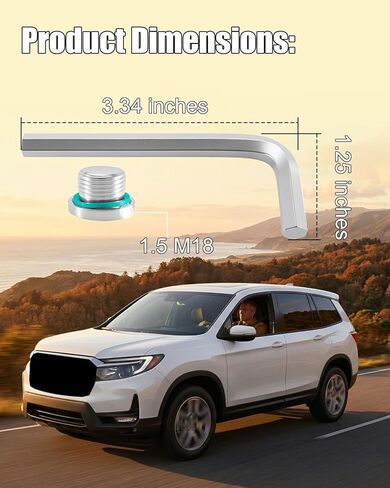 06237-5J4-010 برغي توصيل مناسب لسيارة Honda Pilot Odyssey Passport Ridgeline MDX TLX 2016-2025 9 سرعات قابس تصريف ناقل الحركة استبدال مسمار 062375J4010، مع مفتاح ربط L in Kuwait
