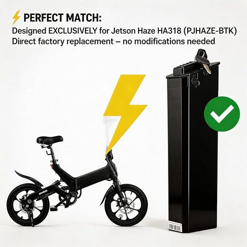 48V 7.5Ah Lithium-Ion Replacement Battery for Jetson Haze HA318 Folding E-Bike, 30A BMS Multi-Protection, 5-Pin & DC Charging Port, 120W-500W Motor Fit, Compact Size 13.39x3.74x2.2 inches, 5.84 lbs in Kuwait