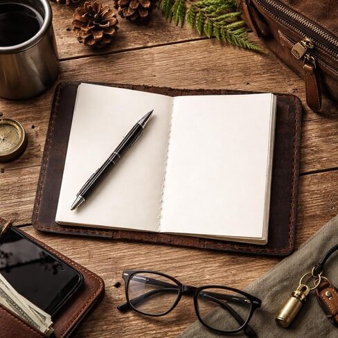 Leather Journal Cover for 2.5 x 4 Inches Pocket Notebooks – Handmade Refillable Mini Notebook Cover – Compatible with Outus, Qeeenar & Similar Small Journals, Travel Memo Pads & Pocket Diaries in Saudi Arabia