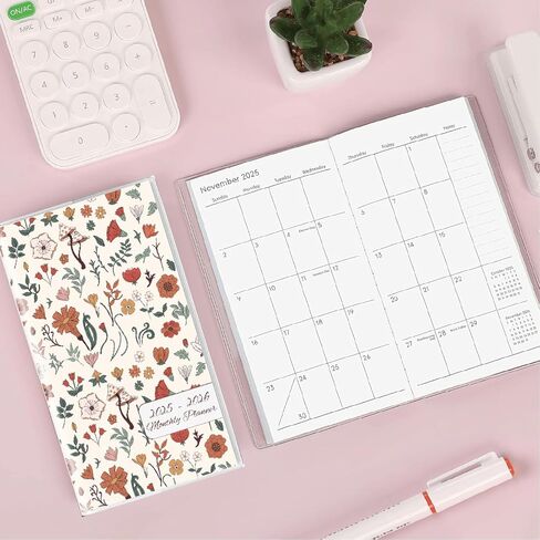 Pocket Calendar 2025-2026 Planner, Daily Weekly Monthly Planner Jan 2025 to Dec 2026 (3.7" x 6.7") Page Size, Daily Planner 2025 for Purse - Wildflower in Saudi Arabia