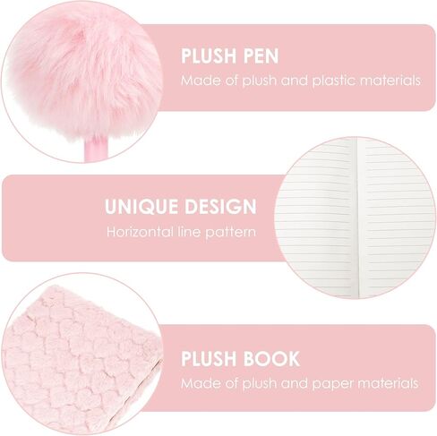 Plush Notebook, Fluffy Notebook Set, Heart-Shaped Plush Notebooks Diary, for Girls Teens Fuzzy Journal Writing Pad A5 Lined 80 Pages (1Set Pink) in Kuwait