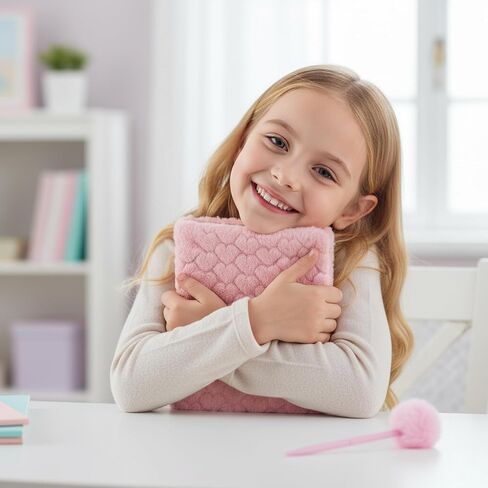 Plush Notebook, Fluffy Notebook Set, Heart-Shaped Plush Notebooks Diary, for Girls Teens Fuzzy Journal Writing Pad A5 Lined 80 Pages (1Set Pink) in Kuwait