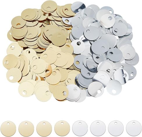 DICOSMETIC 1600Pcs 2 Colors 19mm Flat Round Sequin Paillettes Plastic Large Hole Sequins Gold Silver Metallic Sequins Large Loose Sequin for DIY Sewing Embroidery Earrings Crafts in Kuwait
