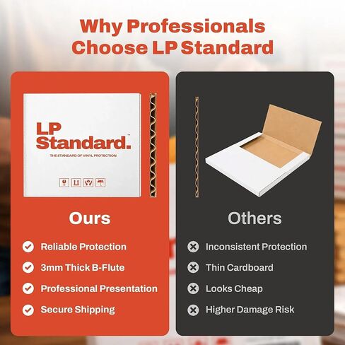 LP Standard (25 Pack) Heavy Duty Vinyl Record Mailers | For 12.5" X 12.5" x 1" Records | 3x Cardboard Thickness, Protective Warning Icons, and Professional Look | Durable Viny Records Shipping Boxes in Kuwait