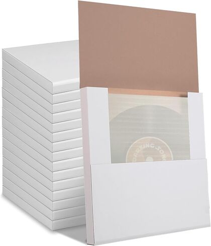 15 Sets Vinyl Record Mailers, 12.5" X 12.5" x 1" LP Shipping Mailer Boxes, White Vinyl Record Shipping Boxes with Foam Pouches, Fragile Stickers in Saudi Arabia