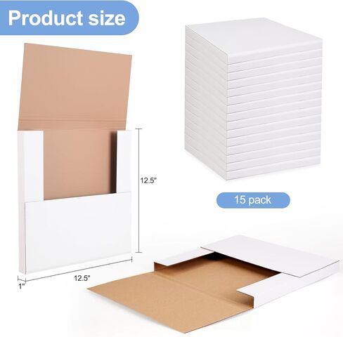 15 Sets Vinyl Record Mailers, 12.5" X 12.5" x 1" LP Shipping Mailer Boxes, White Vinyl Record Shipping Boxes with Foam Pouches, Fragile Stickers in Saudi Arabia