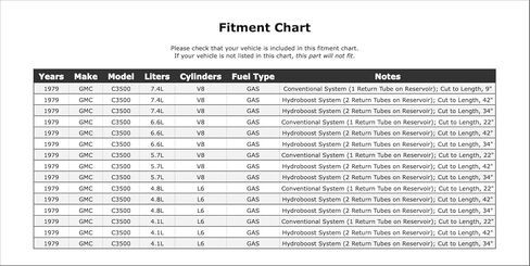Gear To Pump OR Hydroboost To Pump Power Steering Reservoir Hose Compatible With GMC C3500 GAS 1979 P-3458843 in Kuwait