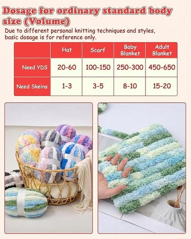 Bulky Chenille Yarn Super Soft, Thick Chunky Knitting Yarn for Hand Knitting 0.55LB in Kuwait