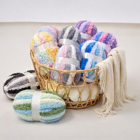 Bulky Chenille Yarn Super Soft, Thick Chunky Knitting Yarn for Hand Knitting 0.55LB in Kuwait