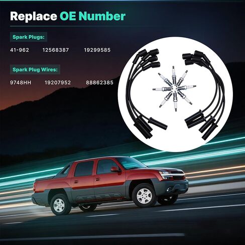 Spark Plugs and Wires Kit, 41-962 Spark Plug 8PCS, 9748HH Spark Plugs Wires 8PCS, Compatible with Chevy GMC Cadillac Silverado Tahoe Suburban Sierra Yukon Escalade in Kuwait