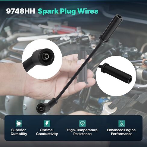 Spark Plugs and Wires Kit, 41-962 Spark Plug 8PCS, 9748HH Spark Plugs Wires 8PCS, Compatible with Chevy GMC Cadillac Silverado Tahoe Suburban Sierra Yukon Escalade in Kuwait