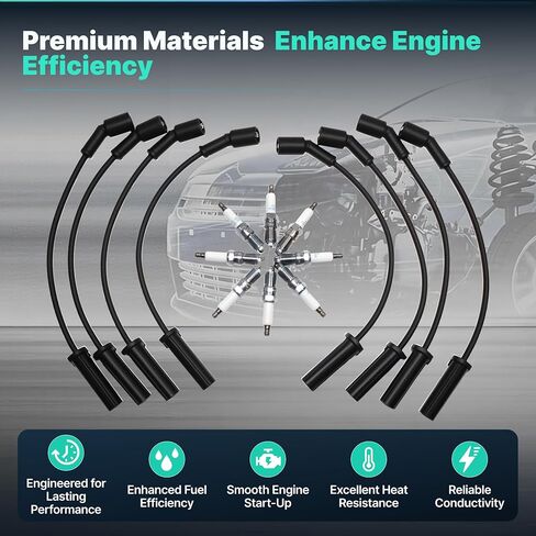 Spark Plugs and Wires Kit, 41-962 Spark Plug 8PCS, 9748HH Spark Plugs Wires 8PCS, Compatible with Chevy GMC Cadillac Silverado Tahoe Suburban Sierra Yukon Escalade in Kuwait