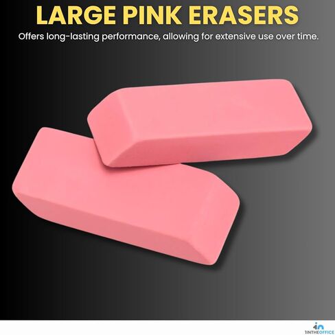 1InTheOffice Pink Bevel Eraser, Block Erasers, Slanted-Edge Rectangular Block, Large, 40 Pack in Kuwait