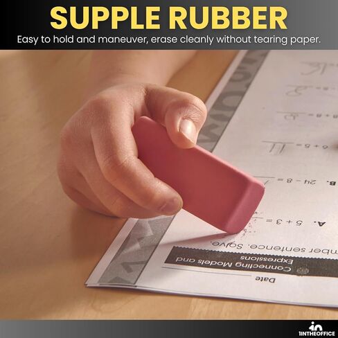 1InTheOffice Pink Bevel Eraser, Block Erasers, Slanted-Edge Rectangular Block, Large, 40 Pack in Kuwait