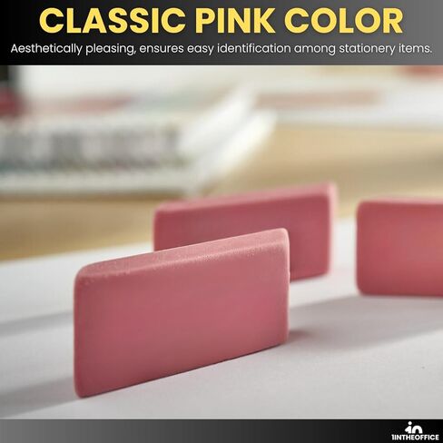 1InTheOffice Pink Bevel Eraser, Block Erasers, Slanted-Edge Rectangular Block, Large, 40 Pack in Kuwait