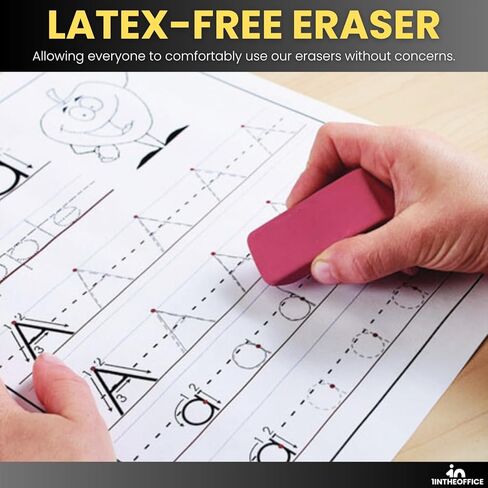 1InTheOffice Pink Bevel Eraser, Block Erasers, Slanted-Edge Rectangular Block, Large, 40 Pack in Kuwait
